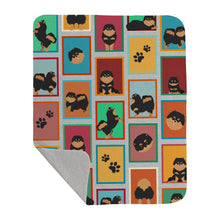 Load image into Gallery viewer, Lots of Black and Tan Pomeranian Quilted Blanket 50x60