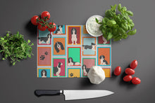 Load image into Gallery viewer, Lots of Black and White English Springer Spaniel Glass Cutting Boards – Durable, Decorative Kitchen Art Large