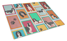 Load image into Gallery viewer, Lots of Black and White English Springer Spaniel Glass Cutting Boards – Durable, Decorative Kitchen Art Large
