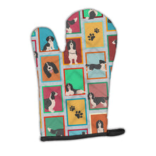 Load image into Gallery viewer, Lots of Black and White English Springer Spaniel Oven Mitt
