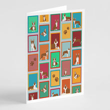 Load image into Gallery viewer, Lots of Red Boston Terrier Greeting Cards -  Blank Note Cards – 8-Pack of Artist-Designed Cards with Envelopes