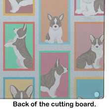 Load image into Gallery viewer, Lots of Brindle Cardigan Corgi Glass Cutting Boards – Durable, Decorative Kitchen Art Large