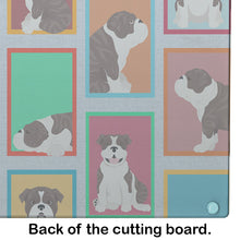 Load image into Gallery viewer, Lots of Brindle English Bulldog Glass Cutting Boards – Durable, Decorative Kitchen Art Large