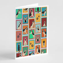 Load image into Gallery viewer, Lots of Black and Silver German Shepherd Greeting Cards -  Blank Note Cards – 8-Pack of Artist-Designed Cards with Envelopes