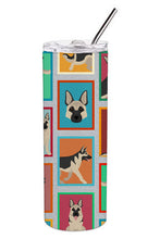 Load image into Gallery viewer, Lots of Black and Silver German Shepherd Stainless Steel 20 oz Skinny Tumbler