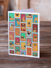 Load image into Gallery viewer, Lots of Apricot Pug Greeting Cards -  Blank Note Cards – 8-Pack of Artist-Designed Cards with Envelopes