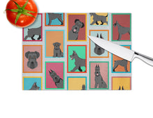 Load image into Gallery viewer, Lots of Black Schnauzer Glass Cutting Boards – Durable, Decorative Kitchen Art Large