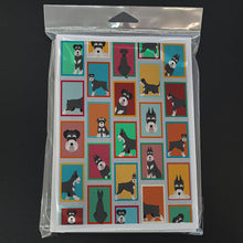 Load image into Gallery viewer, Lots of Black and Silver Schnauzer Greeting Cards -  Blank Note Cards – 8-Pack of Artist-Designed Cards with Envelopes