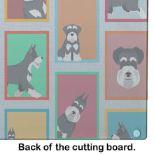 Load image into Gallery viewer, Lots of Black and Silver Schnauzer Glass Cutting Boards – Durable, Decorative Kitchen Art Large