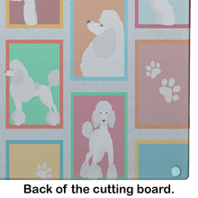 Load image into Gallery viewer, Lots of White Standard Poodle Glass Cutting Boards – Durable, Decorative Kitchen Art Large