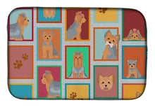 Load image into Gallery viewer, Lots of Blue and Tan Yorkie Dish Drying Mat