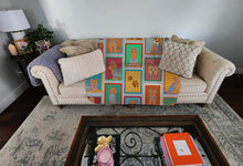 Load image into Gallery viewer, Lots of Blue and Tan Yorkie Quilted Blanket 50x60