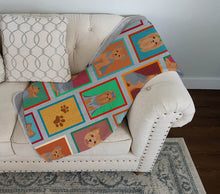 Load image into Gallery viewer, Lots of Blue and Tan Yorkie Quilted Blanket 50x60