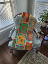 Load image into Gallery viewer, Lots of Blue and Tan Yorkie Quilted Blanket 50x60