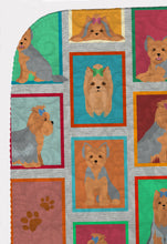Load image into Gallery viewer, Lots of Blue and Tan Yorkie Quilted Blanket 50x60