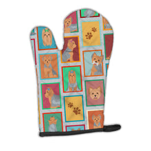 Load image into Gallery viewer, Lots of Blue and Tan Yorkie Oven Mitt