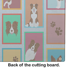 Load image into Gallery viewer, Lots of Red Border Collie Glass Cutting Boards – Durable, Decorative Kitchen Art Large