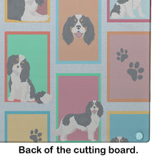 Load image into Gallery viewer, Lots of Tricolor Cavalier Spaniel Glass Cutting Boards – Durable, Decorative Kitchen Art Large