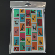 Load image into Gallery viewer, Lots of Black and Tan Chihuahua Greeting Cards -  Blank Note Cards – 8-Pack of Artist-Designed Cards with Envelopes