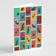 Load image into Gallery viewer, Lots of Black and Tan Chihuahua Greeting Cards -  Blank Note Cards – 8-Pack of Artist-Designed Cards with Envelopes