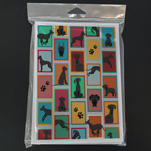 Load image into Gallery viewer, Lots of Black Great Dane Greeting Cards -  Blank Note Cards – 8-Pack of Artist-Designed Cards with Envelopes