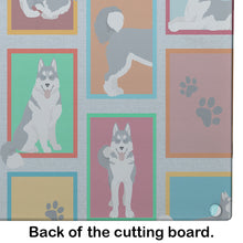 Load image into Gallery viewer, Lots of Grey Siberian Husky Glass Cutting Boards – Durable, Decorative Kitchen Art Large