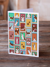 Load image into Gallery viewer, Lots of Red Siberian Husky Greeting Cards -  Blank Note Cards – 8-Pack of Artist-Designed Cards with Envelopes