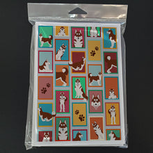 Load image into Gallery viewer, Lots of Red Siberian Husky Greeting Cards -  Blank Note Cards – 8-Pack of Artist-Designed Cards with Envelopes