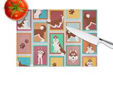Load image into Gallery viewer, Lots of Red Siberian Husky Glass Cutting Boards – Durable, Decorative Kitchen Art Large