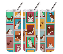 Load image into Gallery viewer, Lots of Red Siberian Husky Stainless Steel 20 oz Skinny Tumbler
