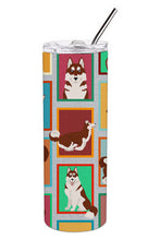 Load image into Gallery viewer, Lots of Red Siberian Husky Stainless Steel 20 oz Skinny Tumbler