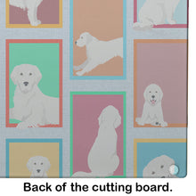 Load image into Gallery viewer, Lots of Cream Golden Retriever Glass Cutting Boards – Durable, Decorative Kitchen Art Large