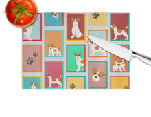 Load image into Gallery viewer, Lots of Red and White Jack Russell Terrier Glass Cutting Boards – Durable, Decorative Kitchen Art Large