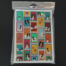 Load image into Gallery viewer, Lots of Tricolor Papillon Greeting Cards -  Blank Note Cards – 8-Pack of Artist-Designed Cards with Envelopes