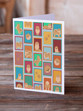 Load image into Gallery viewer, Lots of Orange Pomeranian Greeting Cards -  Blank Note Cards – 8-Pack of Artist-Designed Cards with Envelopes