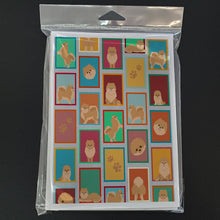 Load image into Gallery viewer, Lots of Orange Pomeranian Greeting Cards -  Blank Note Cards – 8-Pack of Artist-Designed Cards with Envelopes