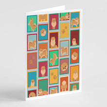 Load image into Gallery viewer, Lots of Orange Pomeranian Greeting Cards -  Blank Note Cards – 8-Pack of Artist-Designed Cards with Envelopes