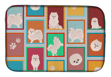 Load image into Gallery viewer, Lots of White Pomeranian Dish Drying Mat