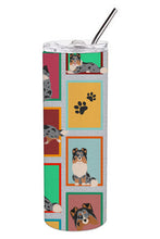 Load image into Gallery viewer, Lots of Blue Merle Sheltie Stainless Steel 20 oz Skinny Tumbler