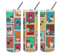Load image into Gallery viewer, Lots of Blue Merle Sheltie Stainless Steel 20 oz Skinny Tumbler
