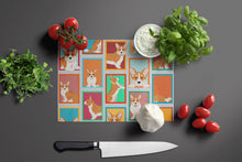 Load image into Gallery viewer, Lots of Red Cardigan Corgi Glass Cutting Boards – Durable, Decorative Kitchen Art Large
