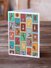 Load image into Gallery viewer, Lots of Flashy Fawn Boxer Greeting Cards -  Blank Note Cards – 8-Pack of Artist-Designed Cards with Envelopes