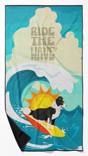 Load image into Gallery viewer, Surfer Dog Border Collie Beach Towel – Premium Towel Large, Colorful, and Ultra-Soft for Pool or Beach