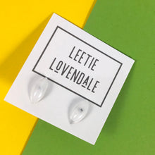 Load image into Gallery viewer, White and Clear Marbled Marquis Stud Earrings