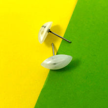 Load image into Gallery viewer, White and Clear Marbled Marquis Stud Earrings