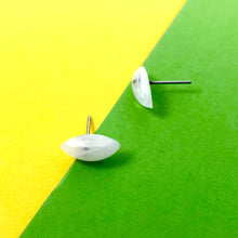 Load image into Gallery viewer, White and Clear Marbled Marquis Stud Earrings