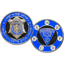 Load image into Gallery viewer, GL4-010 Massachusetts State Police MSP Trooper First in the Nation Challenge Coin Mass Troop A H B C D F HQ