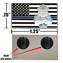 Load image into Gallery viewer, PBX-003-i Massachusetts State Police BULLDOG MSP Trooper Thin Blue Line Flag Lapel Pin