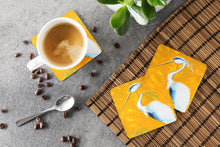 Load image into Gallery viewer, Bird - Blue Heron Col Mustard Coasters - Set of 4 Lightweight Foam, Absorbent Drink Coasters