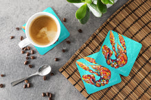 Load image into Gallery viewer, Crawfish Electric Claw Aqua Green Coasters - Set of 4 Lightweight Foam, Absorbent Drink Coasters